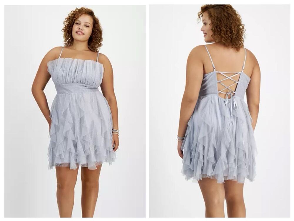 Pear Culture Babydoll Dress Corset Back Glitter Fairy Whimsigoth Silver Sz 20